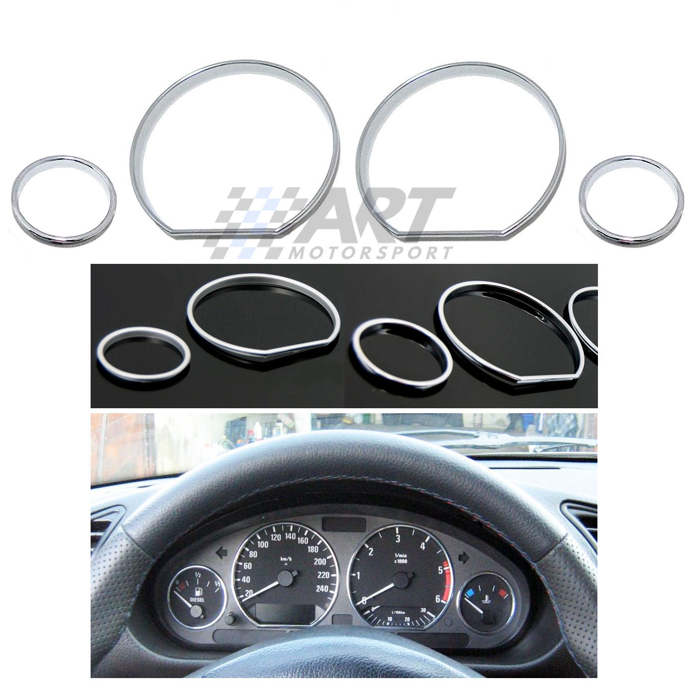 Aros de marcador para Bmw E36 en plata o cromado para cuadro de instrumentos