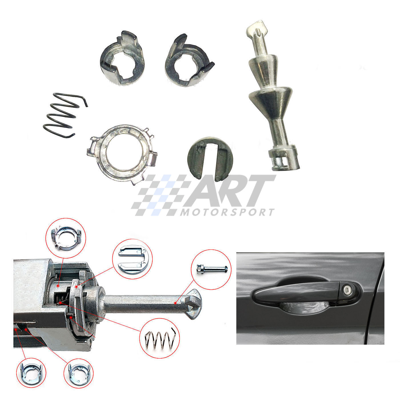 Kit de reparación de bombin de cerradura de puerta para Seat Arosa 1997-2004