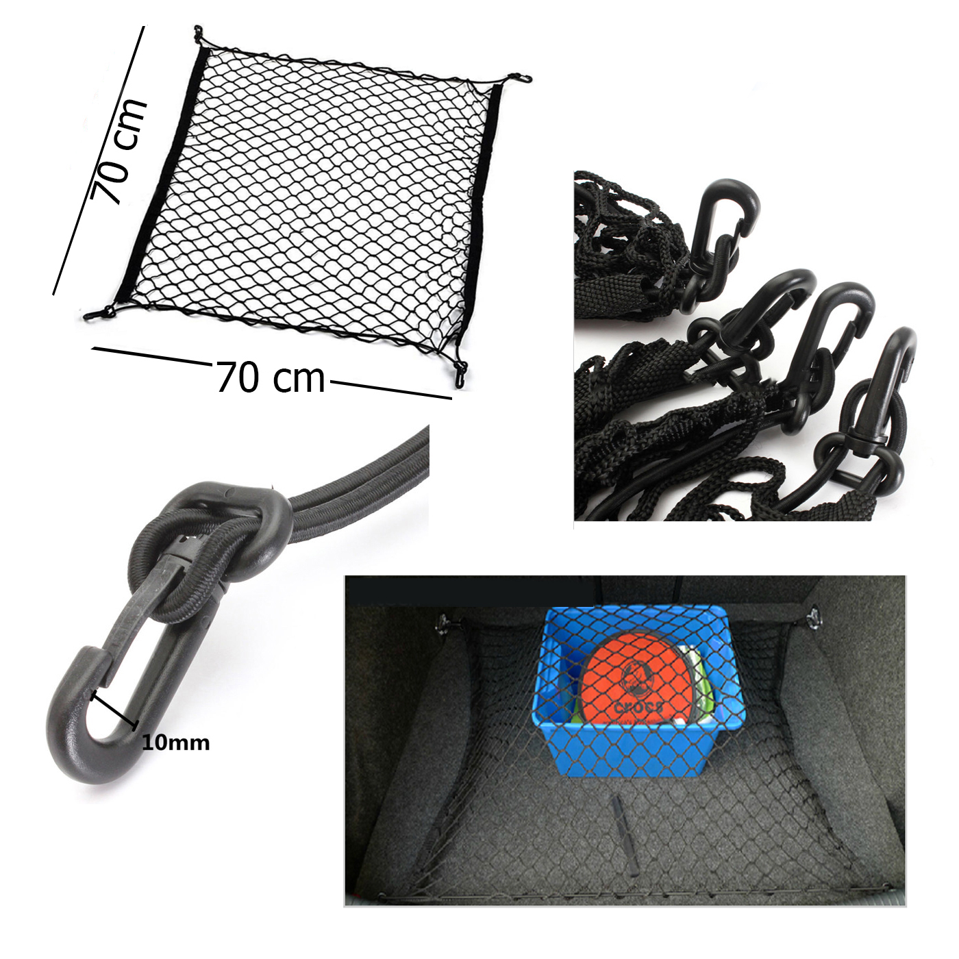 Red elástica para casco de moto 60cm de largo 2 ganchos 4 cuerdas